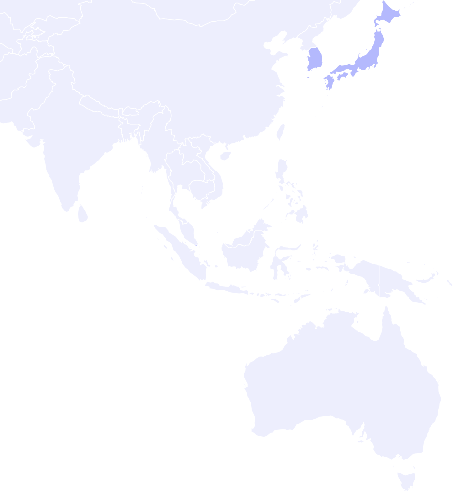 Map of South, Southeast and East Asia and Australia with the XRP Asia communities marked at their hub cities
